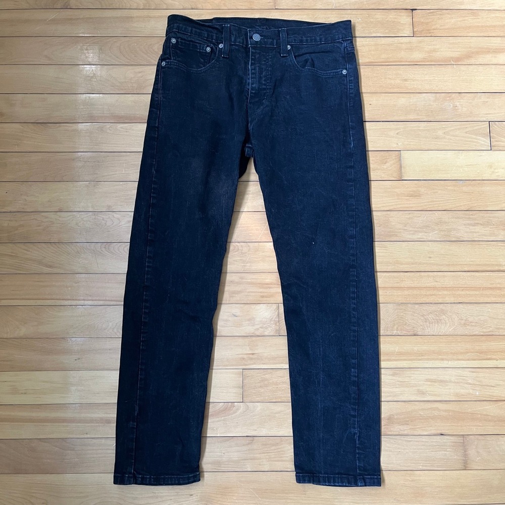 Levis 502 Regular Taper Jeans Mens 32x30 Washed Black Denim Pants 502-0504